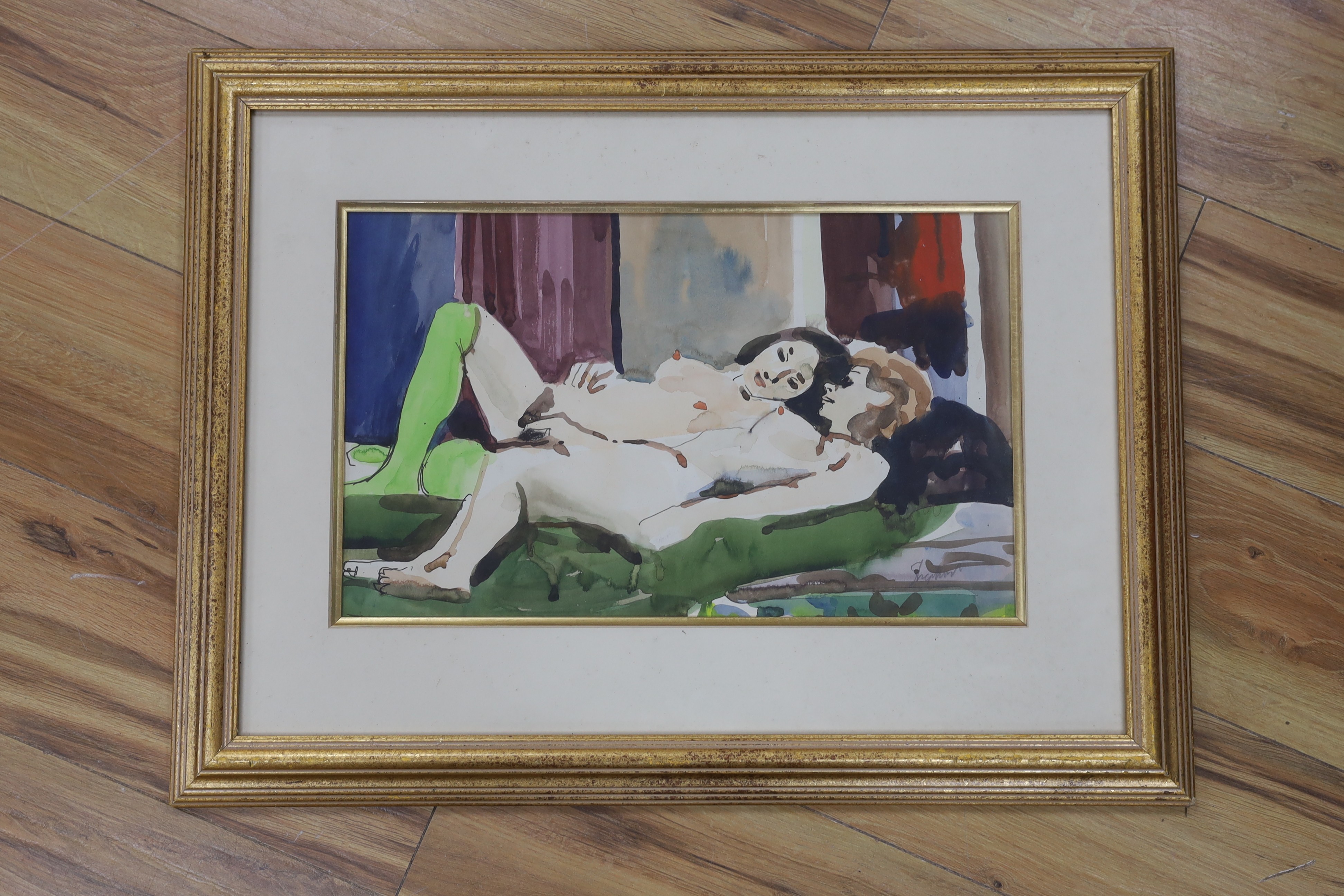 Sydney Horne Shepherd (1909-1993), watercolour, Reclining female nudes, signed in pencil, 27 x 44cm